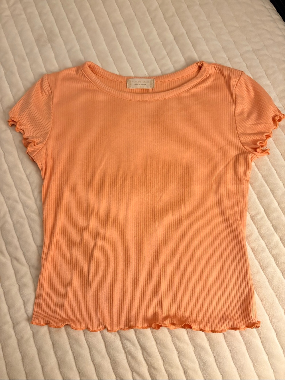 Altar’d State Ribbed Short Sleeve Top - Peach